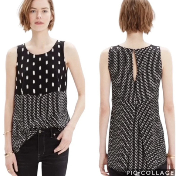 Madewell Sunbase Black Ikat Print Keyhole Top Size S - Picture 1 of 9